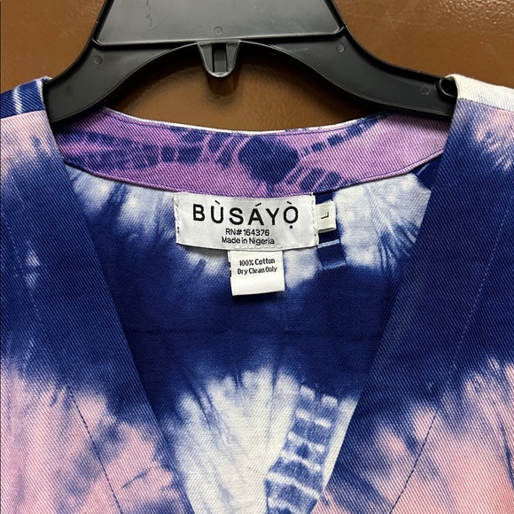 BUSAYO Kuti Tie Belt Button Front Denim Midi Dress Size Large - Picture 10 of 10